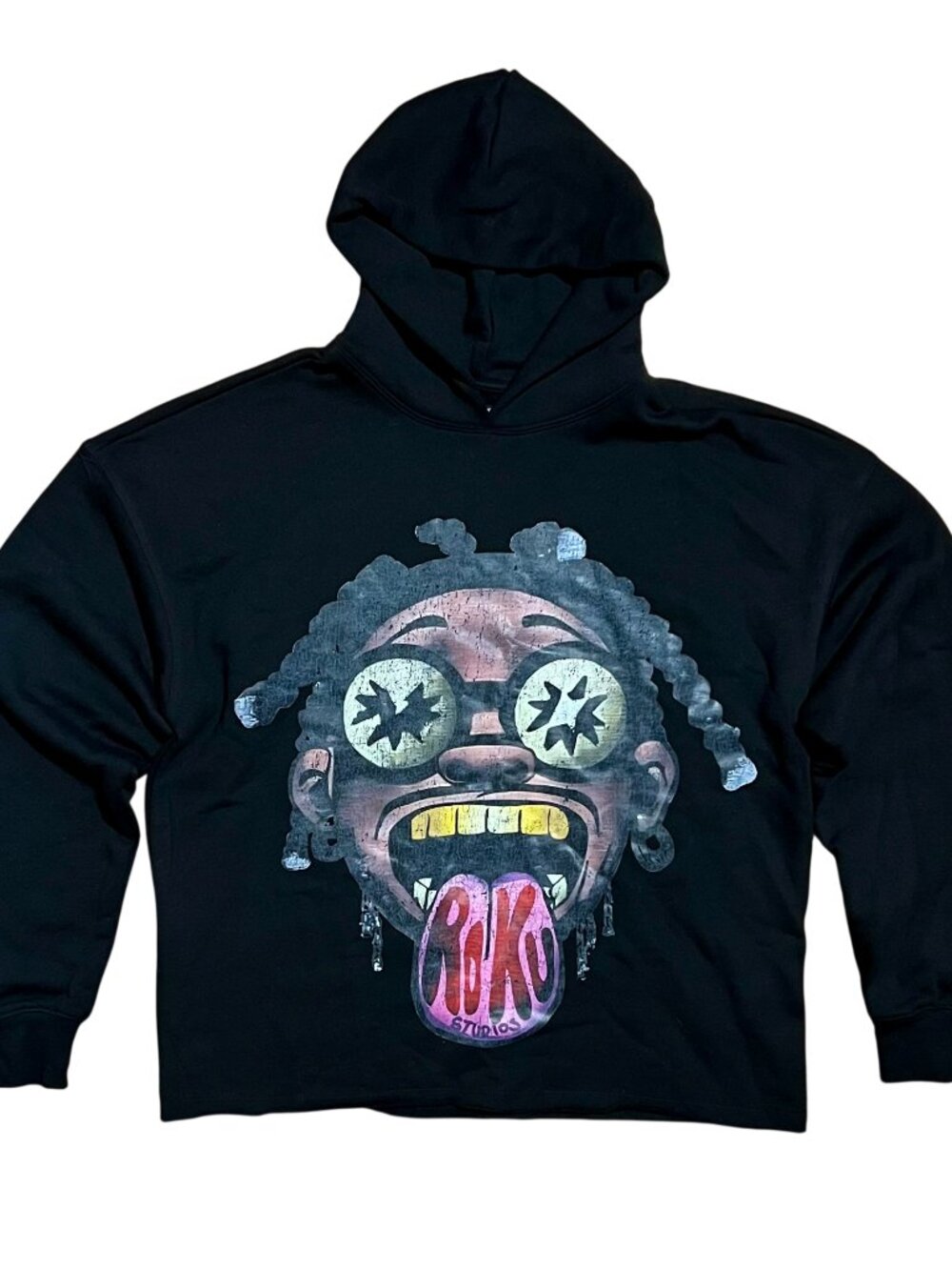 Roku Studios Be Yourself Black Graffiti Streetwear Graphic Hoodie, Men's Small